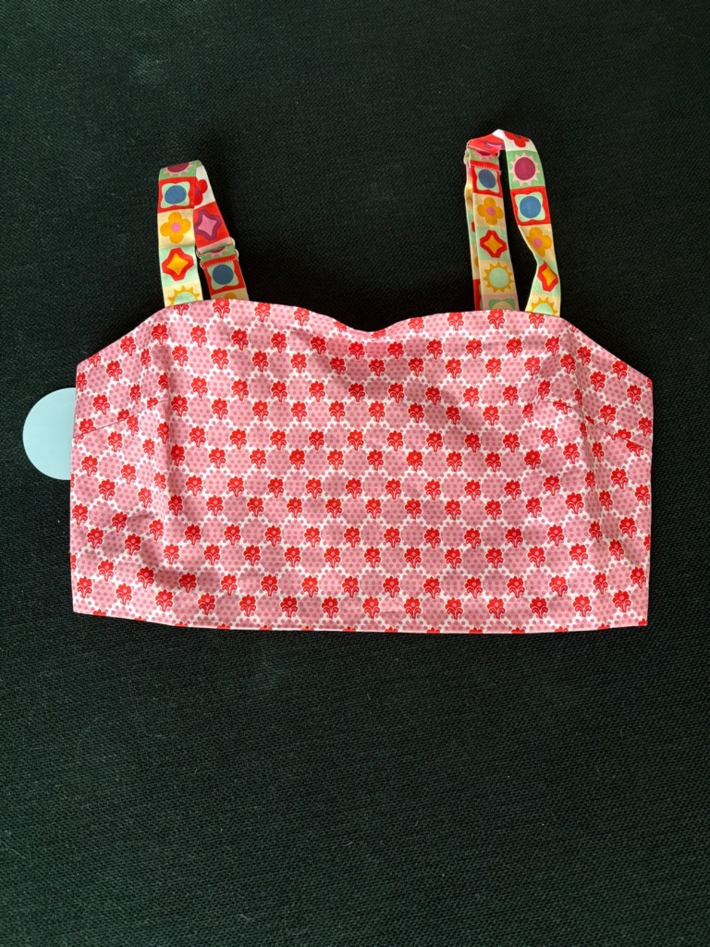 Hill House The Clara Crop Top with Colorful Patterned Straps size XS